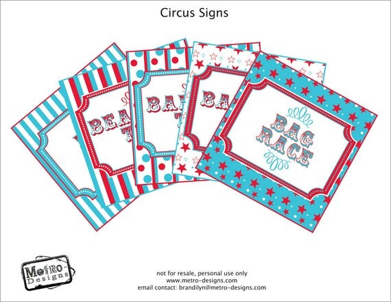Instant Download - 30qty Circus/Carnival Signs Il_570xn