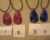 2 Beautiful Blue & 2 Hot Fushia Pink Pendants--Sold Separately--All are the Same Size and Shape--Free Shipping US