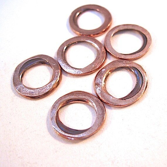 Solid Copper Washer Rings Rustic Hammered by RoughMagicals on Etsy