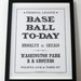 Afternoon Base Ball. Baseball park sign. Letterpress 11x14 print.