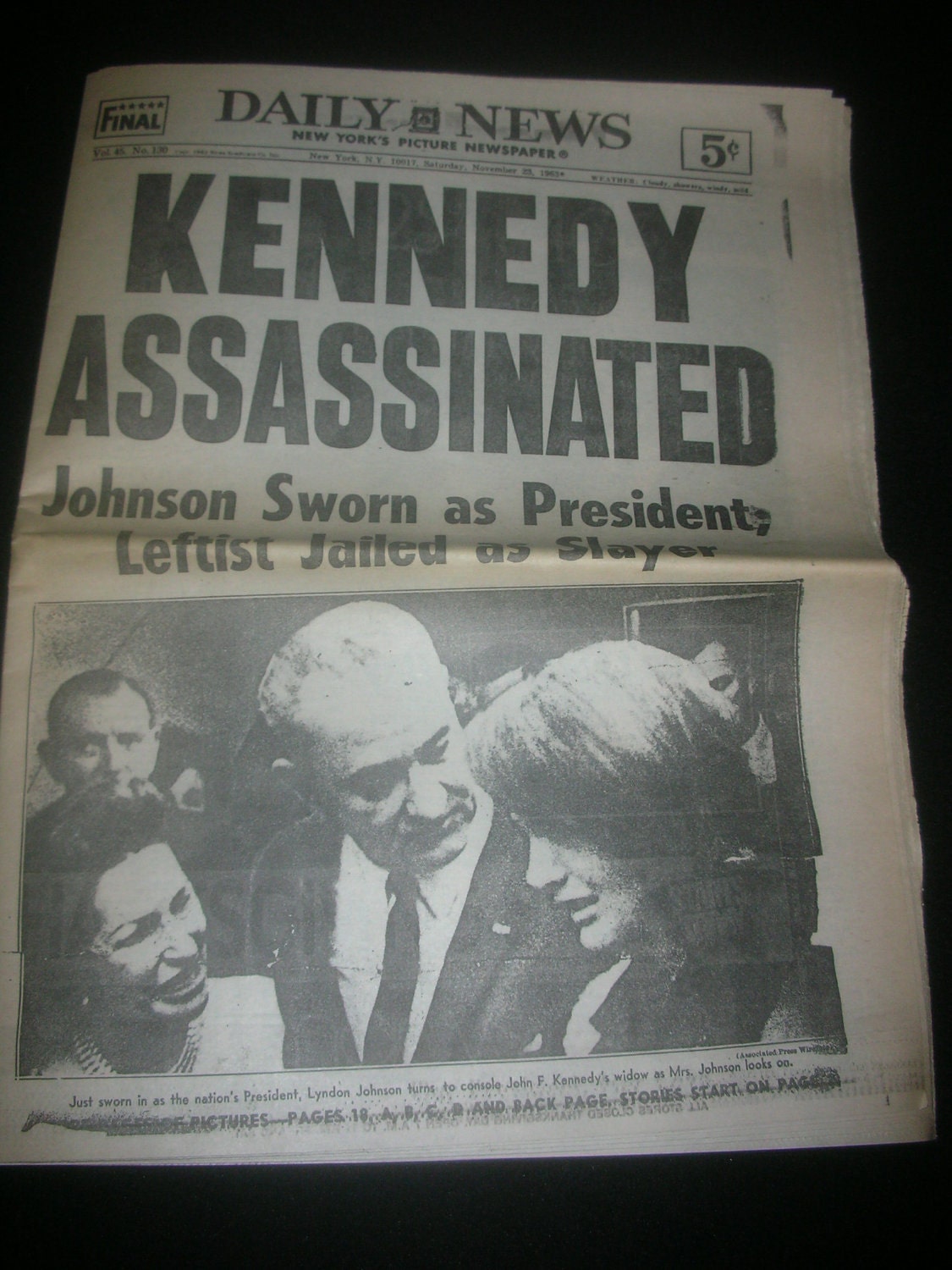 1963 NY Daily News President John F Kennedy Assassination Newspaper JFK