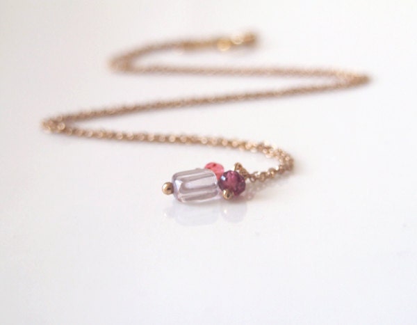 Secret Garden - multi colored bead necklace on 14kt gold filled - faceted gemstones - classic, elegant