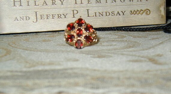Approx. 6 ct. Garnet Cluster Ring - 18Kt Gold over Silver - FREE SHIPPING - SALE
