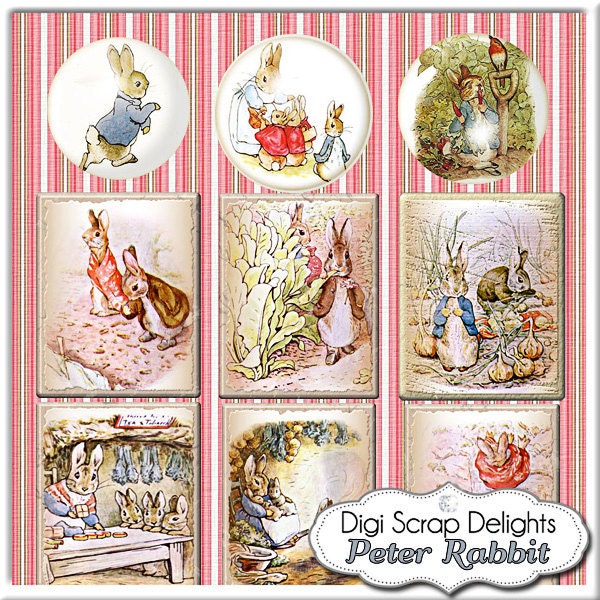 Peter Rabbit Digital Scrapbook Kit, Instant Download, Beatrice Potter Clip Art