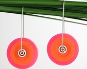 Large Pink and Orange Concentric Circle Earrings