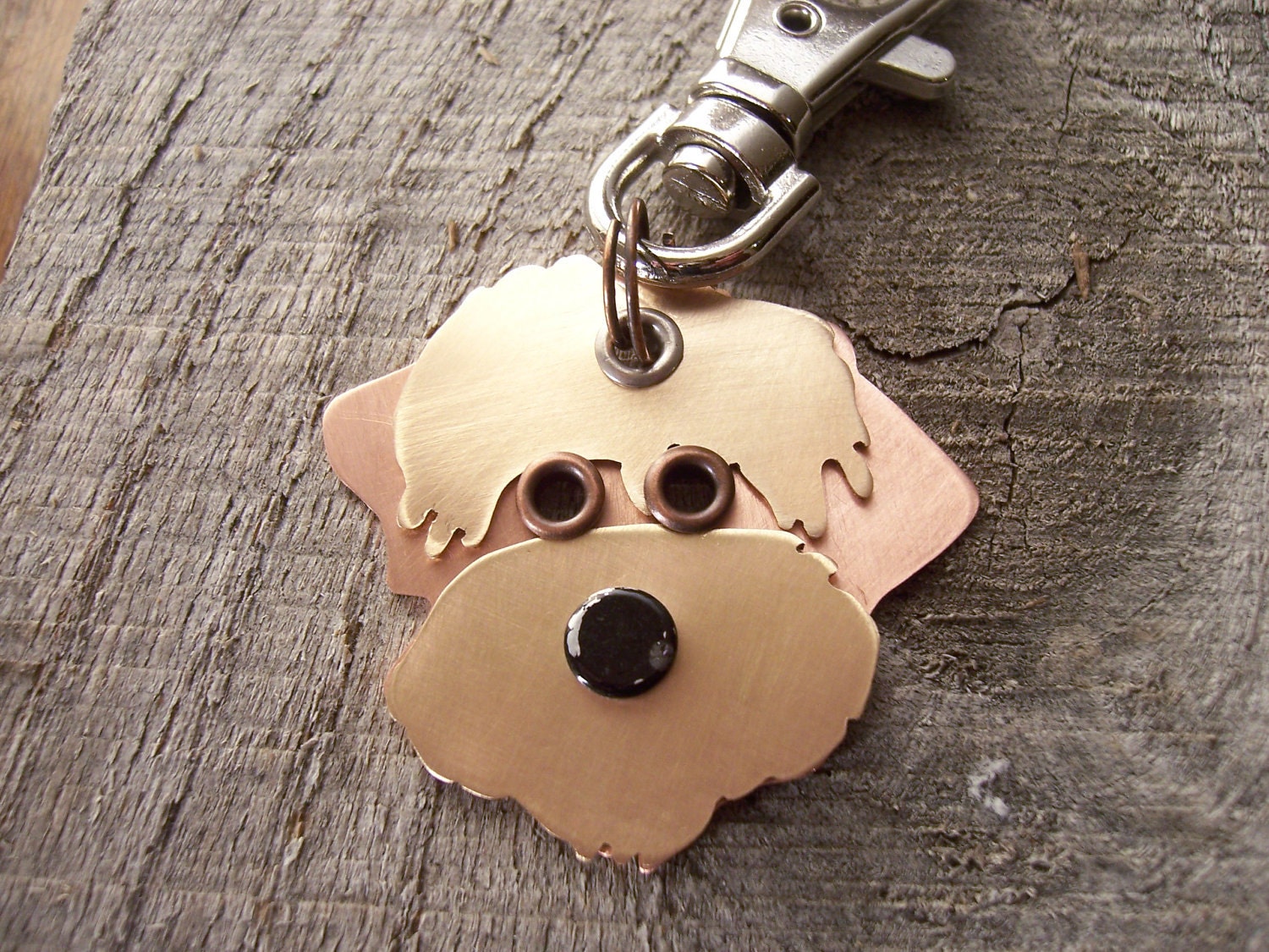 Keychain ID Key Chain Tag Soft Coated Wheaten Terrier Dog Breed Dog Pet Lover Bronze Copper Aluminum Custom Rivets Stamped