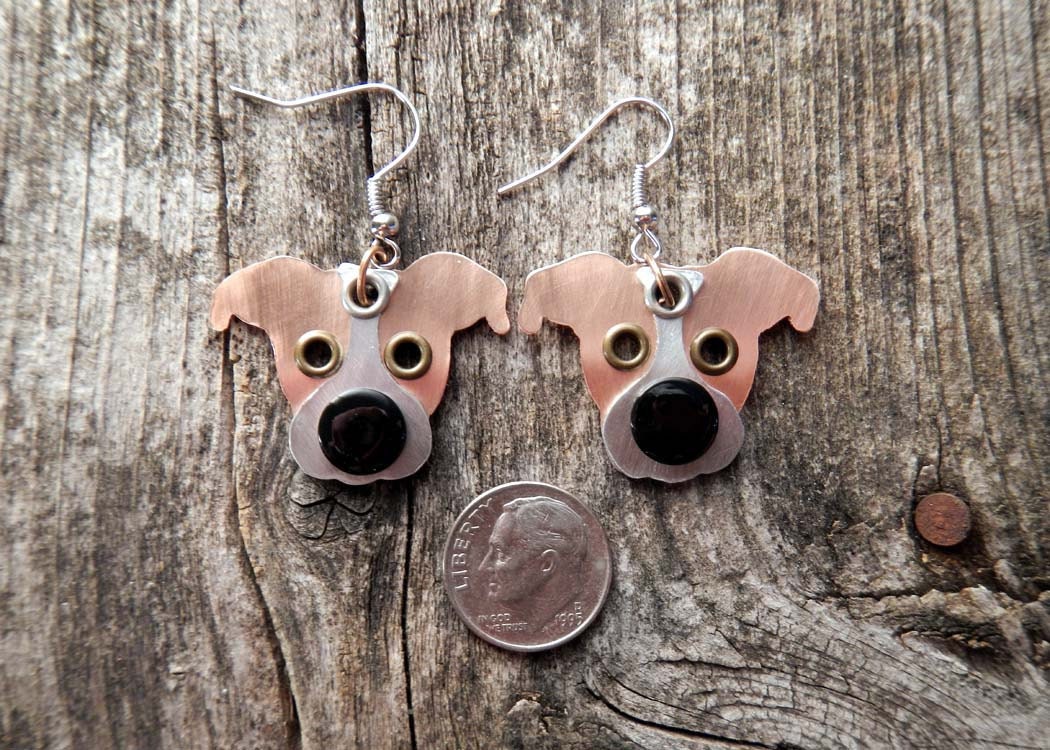 Earrings Jewelry Pit Bull Pittie Dog Breed Pet Lover Aluminum Custom Rivets