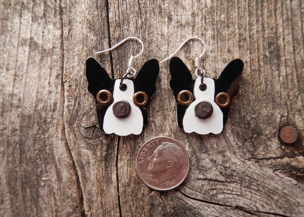 Earrings Jewelry Boston Terrier Dog Breed Pet Lover Aluminum Custom Rivets