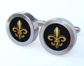 French Fleur De Lis Cufflinks -- Gift for wedding, groomsmen, and university graduation