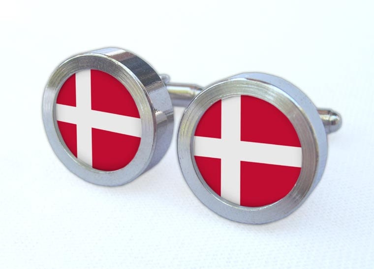 Denmark Flag Cufflinks -- Gift for Danish wedding, groomsmen, and university graduation