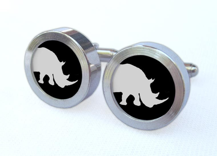 Rhino Cufflinks -- Animal Design Gift for wedding, groomsmen, and university graduation