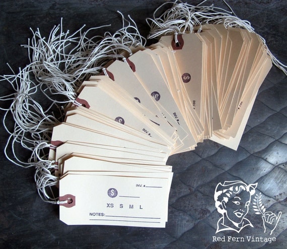 RESERVED 100 Hand Stamped Manilla Price Tags for Clothing & Accessories