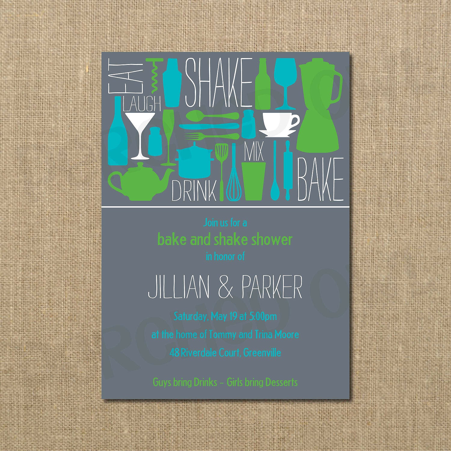 Bake and Shake Couples Wedding Shower Invitation