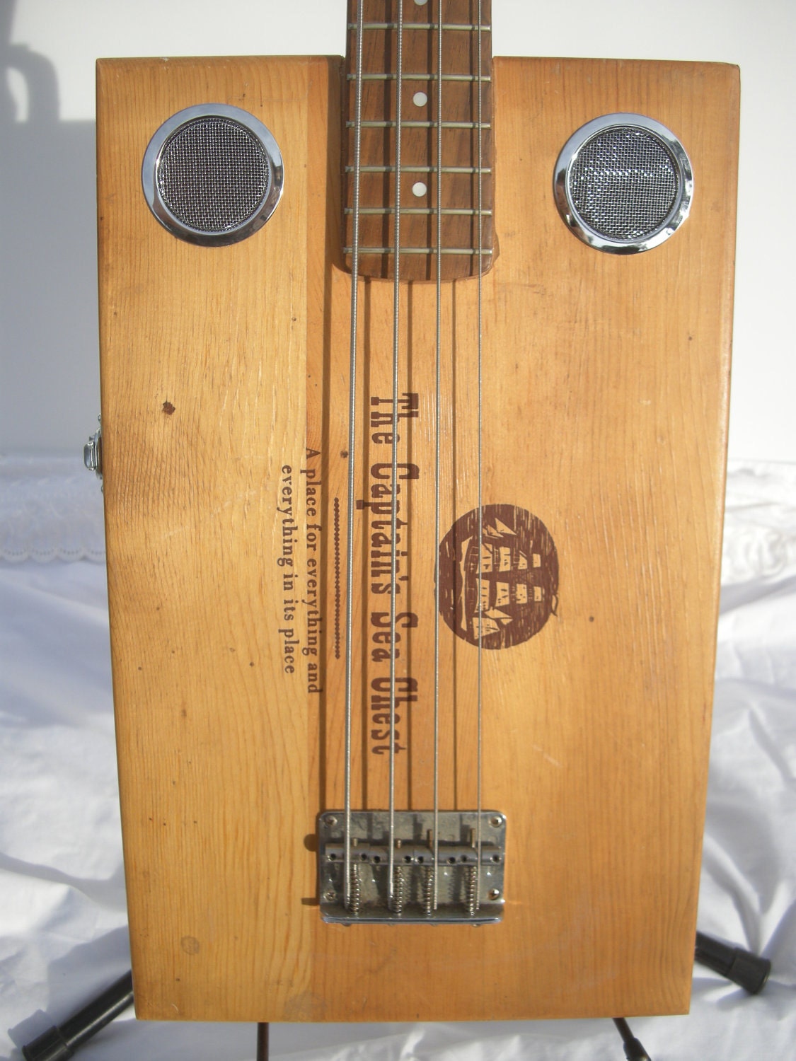 The Captain's Sea Chest Bass Guitar handmade custom Ooak Acoustic Electric Instrument
