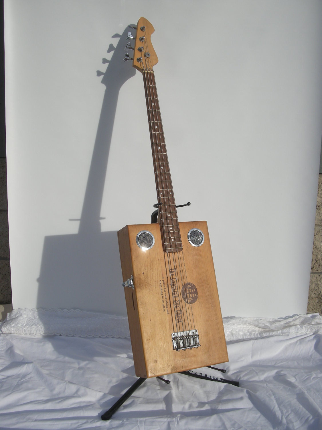 The Captain's Sea Chest Bass Guitar handmade custom Ooak Acoustic Electric Instrument