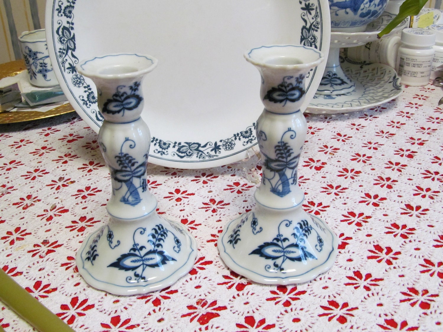 Pair of Blue Danube Candle Holders