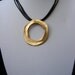 Black Leather Necklace with unique Gold Plated circle