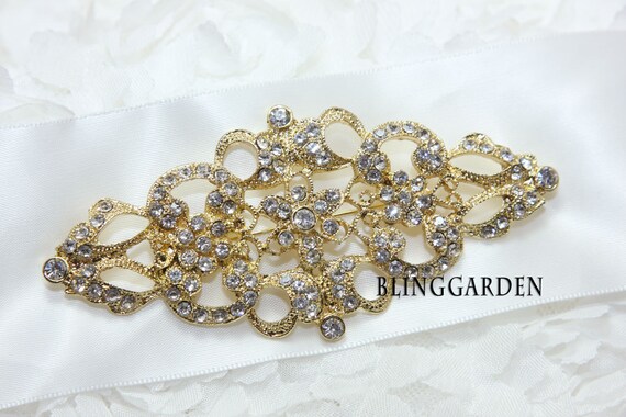 Gold/Silver Vintage Style Rhombus Rhinestone Crystals Wedding Bridal Dress Buckle Hair Sparkling Supply