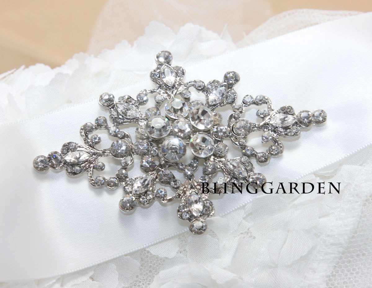3.5" Rhombus Bling Jewelry Hair Cake Rhinestone Crystals Wedding Bridal Dress Brooch Adornment Belt Sash / Hair Comb