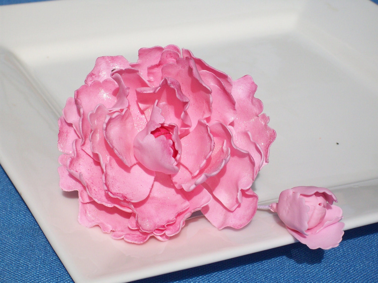 Items similar to Large sugar paste closed Peony flower on Etsy