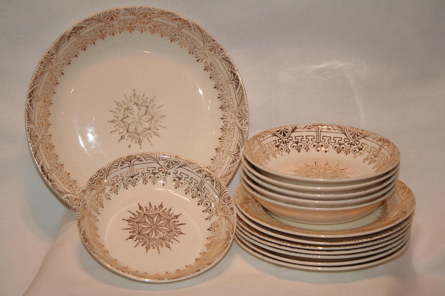 Vintage Stetson Gold Greek Key Dishes, Vintage Kitchen Decor, Vintage Dishes.