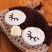 Crochet Baby Boy Sleepy Owl Hat Photo Prop with Ear Flaps. Newborn Size 3-6 mos. Hoot, Hoot.
