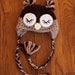 Crochet Baby Boy Sleepy Owl Hat Photo Prop with Ear Flaps. Newborn Size 3-6 mos. Hoot, Hoot.