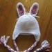 Crochet White Baby Girl Easter Bunny Rabbit Ear Flap Spring Hat Infant Newborn Costume
