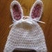 Crochet White Baby Girl Easter Bunny Rabbit Ear Flap Spring Hat Infant Newborn Costume