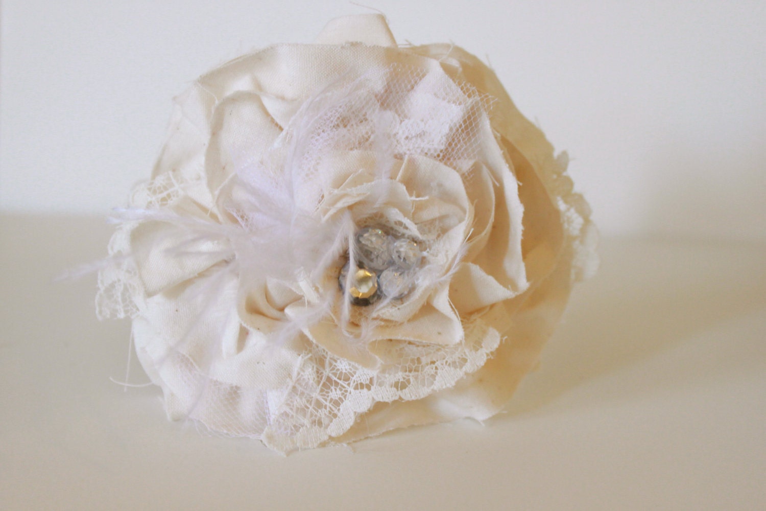 Vintage Ivory Flower Headband- "Sugar Cookie"