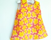 Organic Cotton Knit - Infant Dress - Hand Painted Designs - Baptism Dress - Floral Dress - Newborn Dress - Infant Dress - 3M to 3T