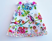 Larkspur Meadow - Baby Dress - Toddler Clothing - Jumper Dress - Baby Girls - Toddler Girls Dress - Baby Shower - Birds - 3M to 4T