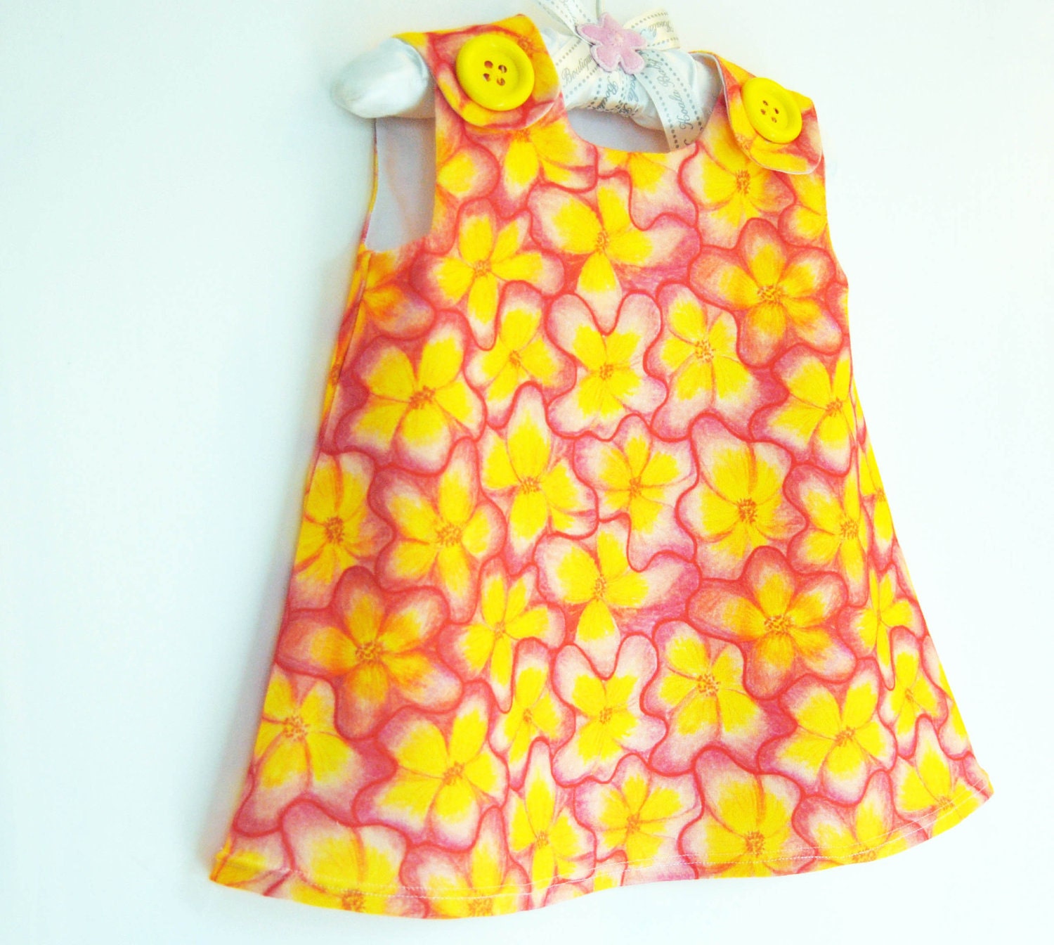 Organic Cotton Knit - Infant Dress - Hand Painted Designs - Baptism Dress - Floral Dress - Newborn Dress - Infant Dress - 3M to 3T