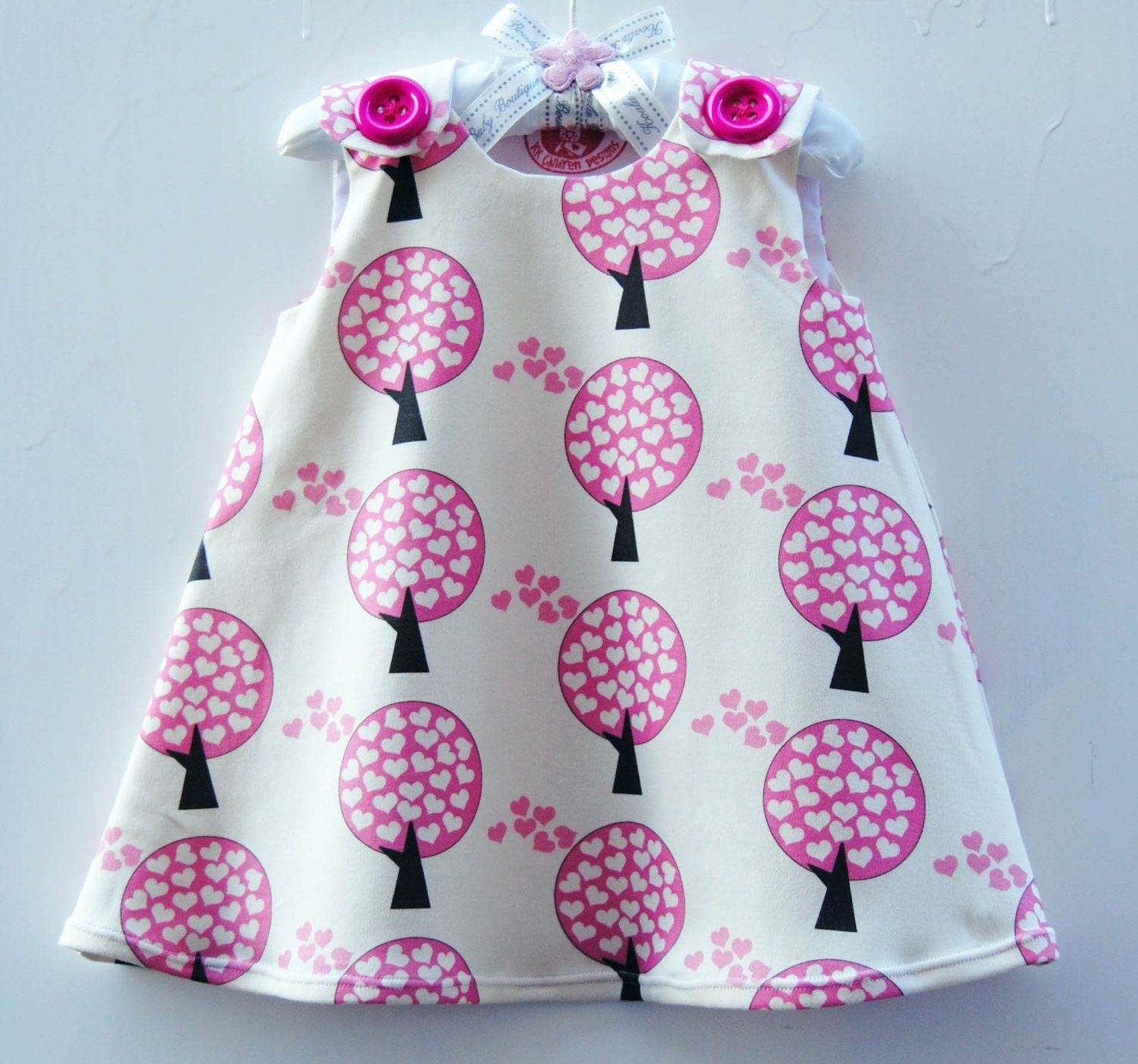 Organic Cotton Knit - Love Tree Baby Dress - 1st Birthday - Organic Baby - Nursey - Infant Girls Dress - Newborn - Natural Fiber - 3M to 3T