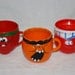 3 Vintage Retro Pillsbury Koolaid Funny Face Mugs 1974  Jolly Olly Orange, Freckle Face Strawberry, and Choo Choo Cherry