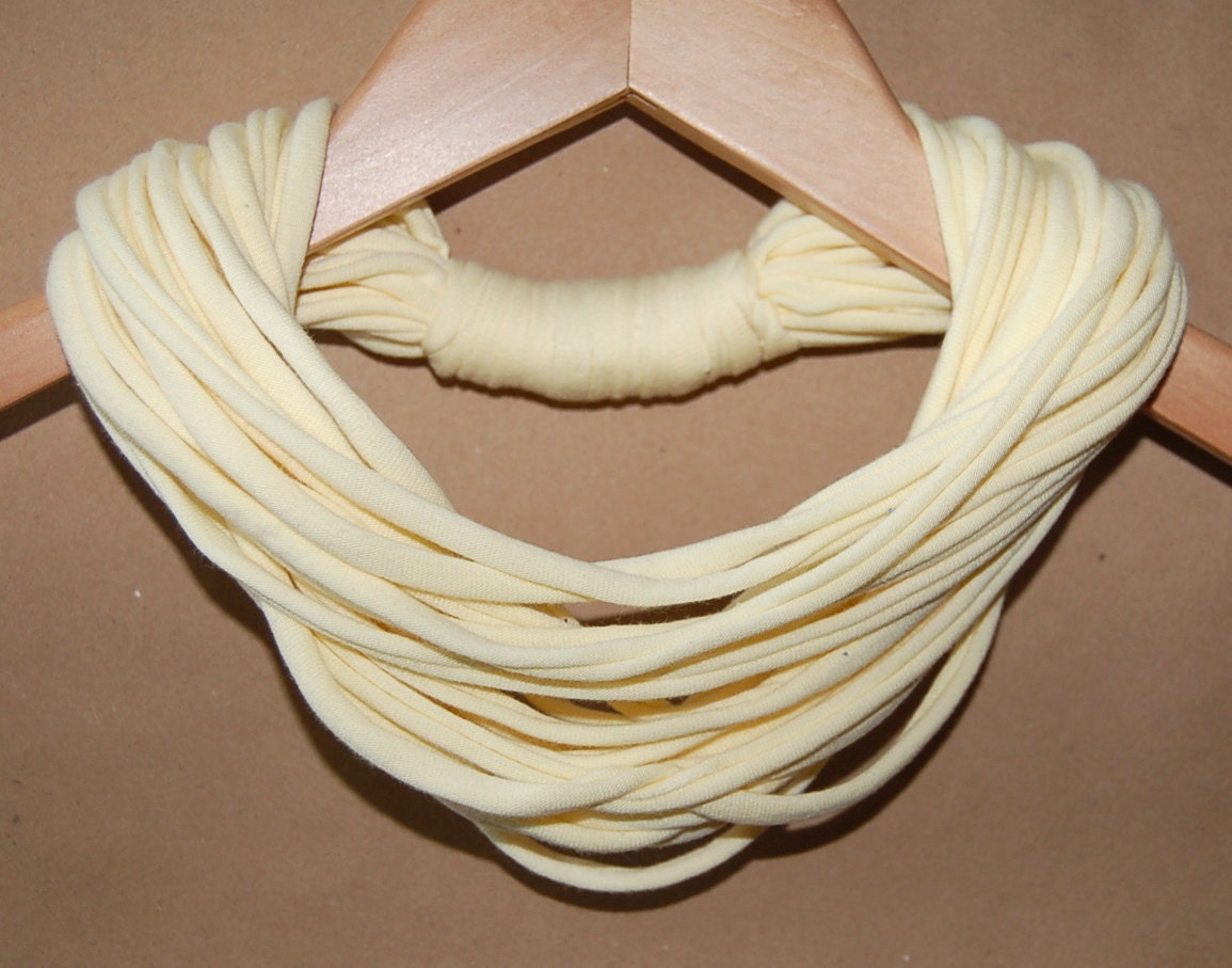 Upcycled T-Shirt Necklace / Scarf in Buttercream Pastel Yellow