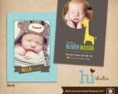 Baby Announcement Photo Card template 5x7"