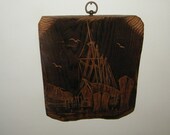 Small Hand Carved Schooner on Barn Wood
