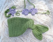 Crochet Mermaid Inspired Baby Girl Outfit --Great Photography Prop --Customizable Colors