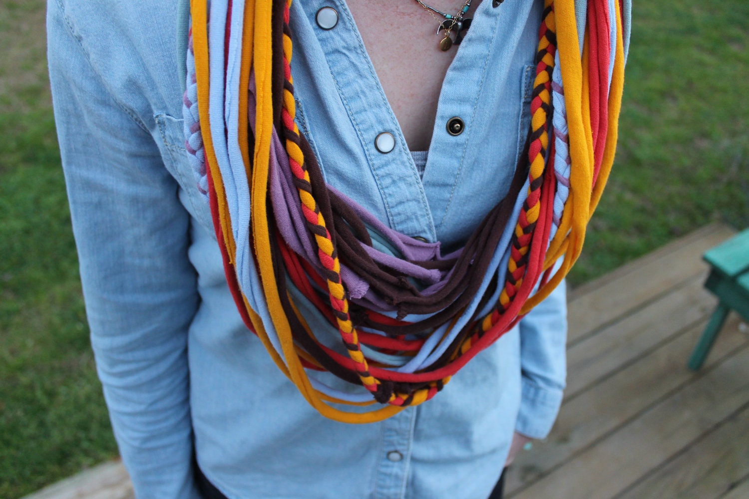 Infinity Scarf, Upcycled Scarf, Cotton Wrap Scarf