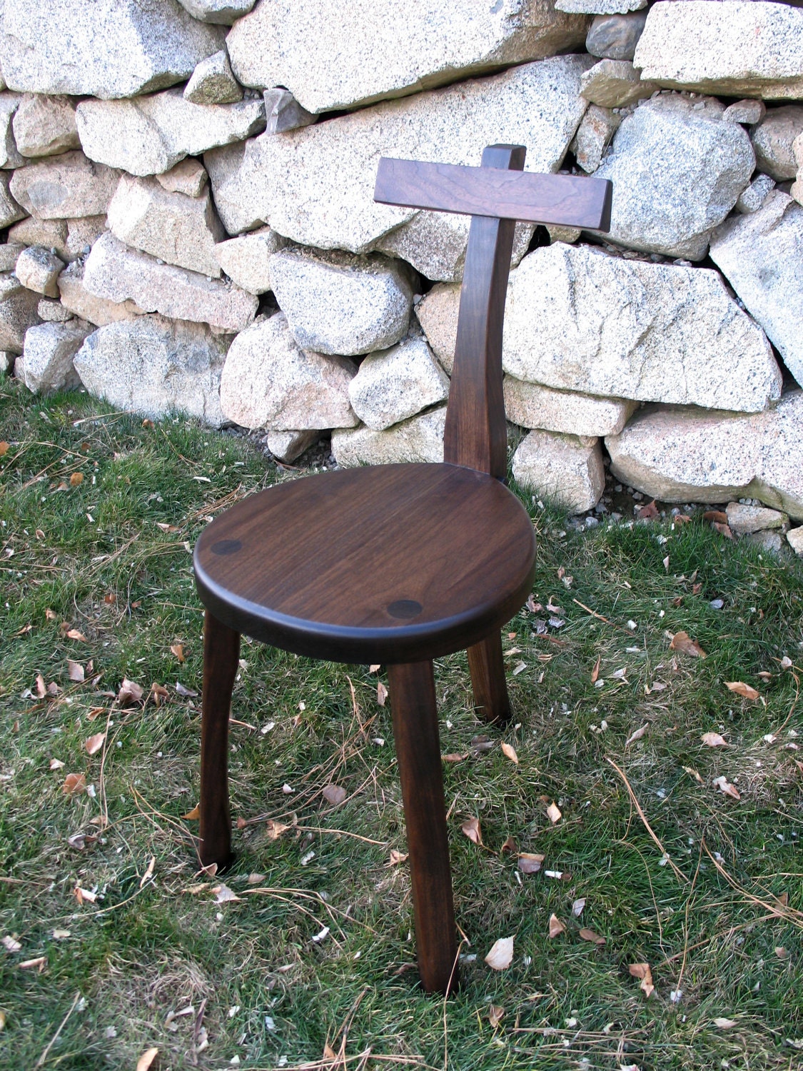 Items similar to 3 Legged Wood Chair Guitar Stool Walnut Handmade
