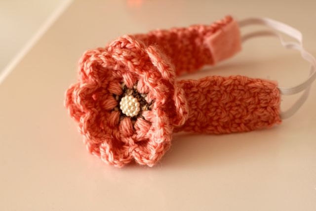 Pattern: Crochet Headband with Flower Newborn to Adult Sizes