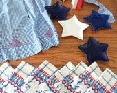 Patriotic Summer Entertaining Ensemble, Apron/Plates/Salt & Pepper/Napkins Red, White, and Blue