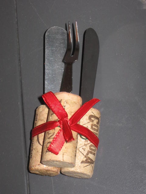 Trio of Wine Cork Cheese Spreaders / Canape / Hors d'oeuvre Utensils