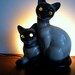 Kitsch Siamese Cats with Green Marble Eyes TV Lamp c1950s