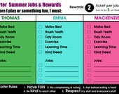 Medium Customized EFFICIENT & EASY to use chore chart for THREE Children. Size 20 x 13.5 inches