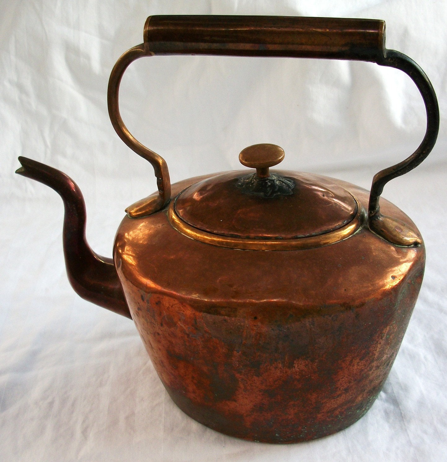 Antique Tea Kettle Copper Gooseneck Teapot by AtomicTreasureHunter
