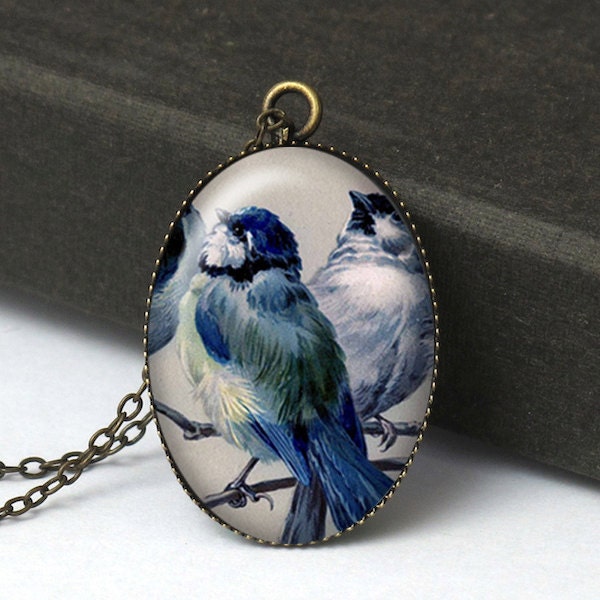 Bluebird Pendant Necklace, Vintage Blue Bird Necklace, Bird Jewelry, Bird Necklace, Bridesmaid Gift, Wedding Jewelry, Resin Jewelry N197