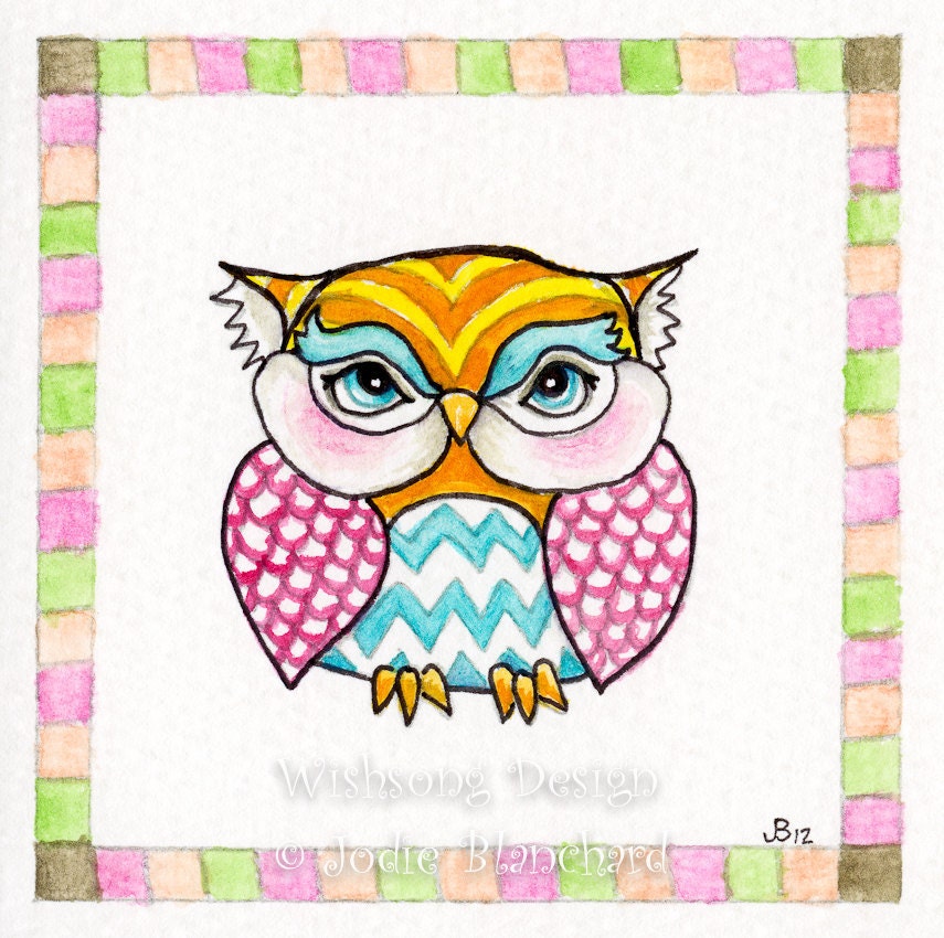 Whimsical Owl Painting