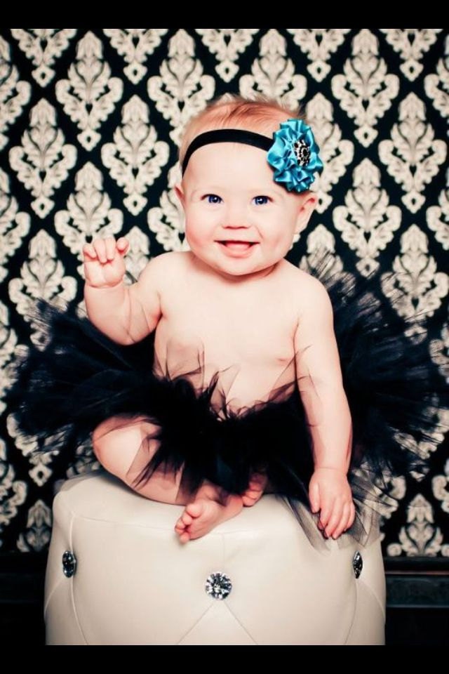 Vintage Black Tutu Newborn Tutu with a matching Teal Rhinestone Rosette Headband Newborn Photo Prop